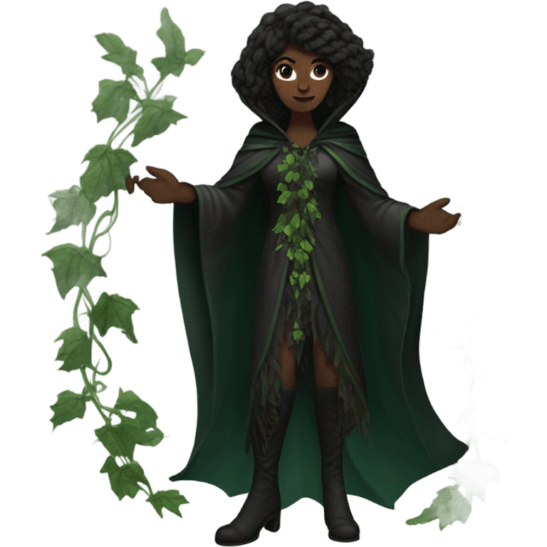 the morrigan dark version green man vines style furr robe stylish boots emoji