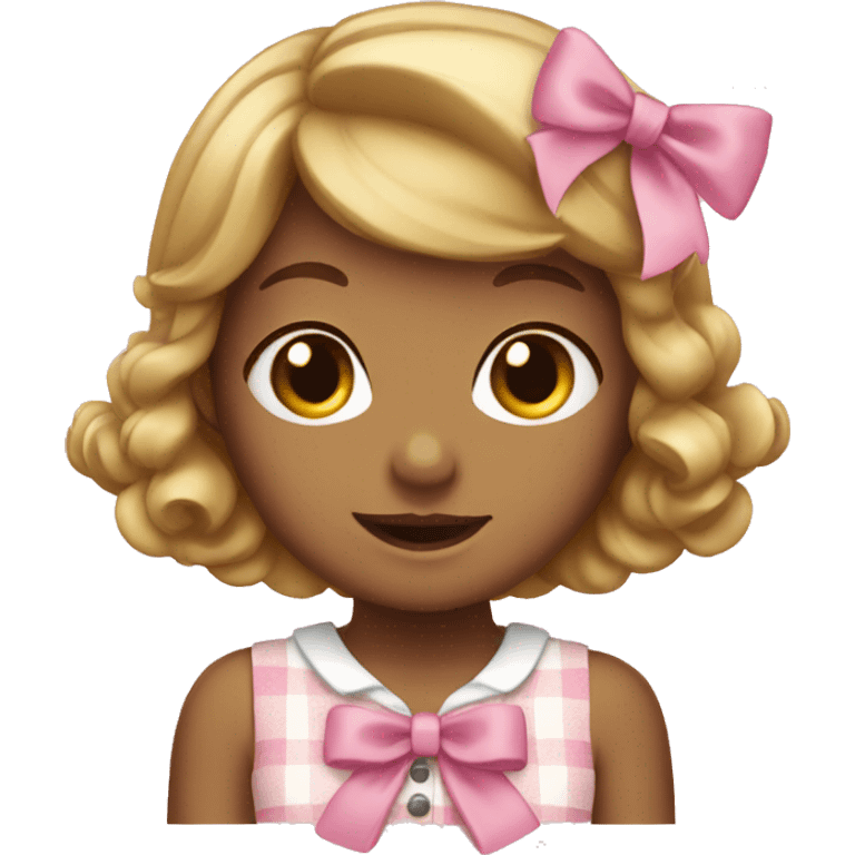 Cottage girl pink bow emoji