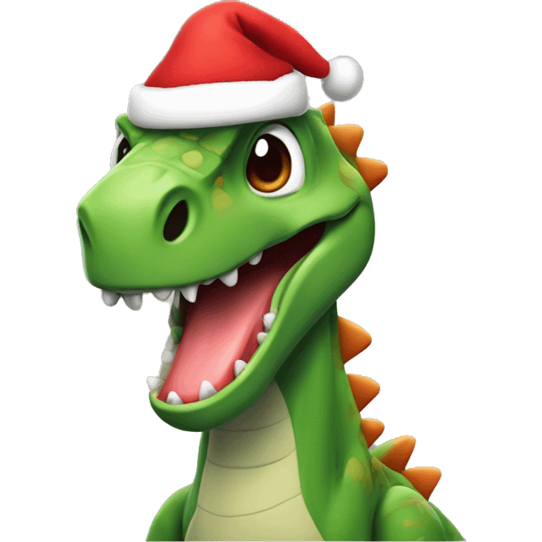 dinosaur with thumbs up and santa hat emoji