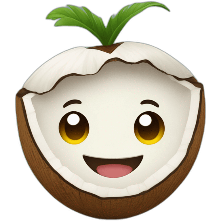 happy cute coconut with face emoji