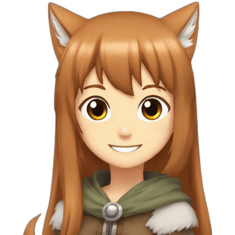 Holo Spice and Wolf smiling emoji