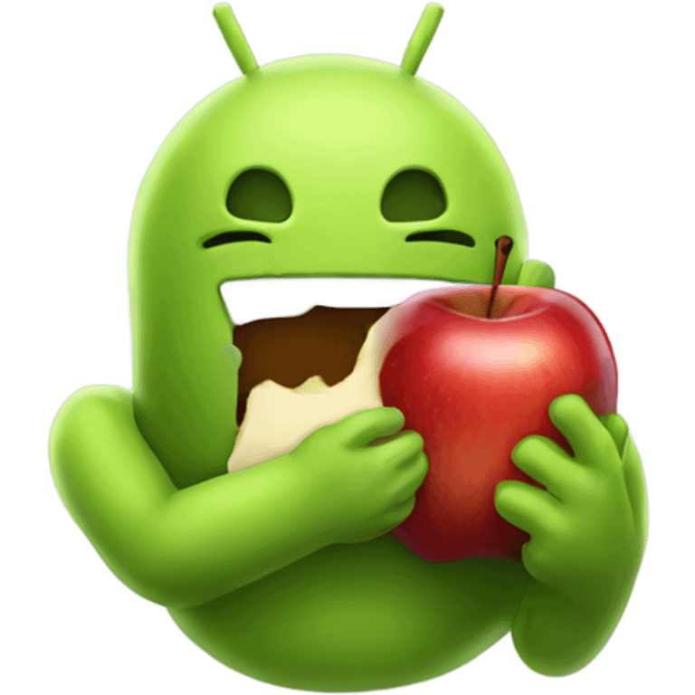 Android eating a apple emoji