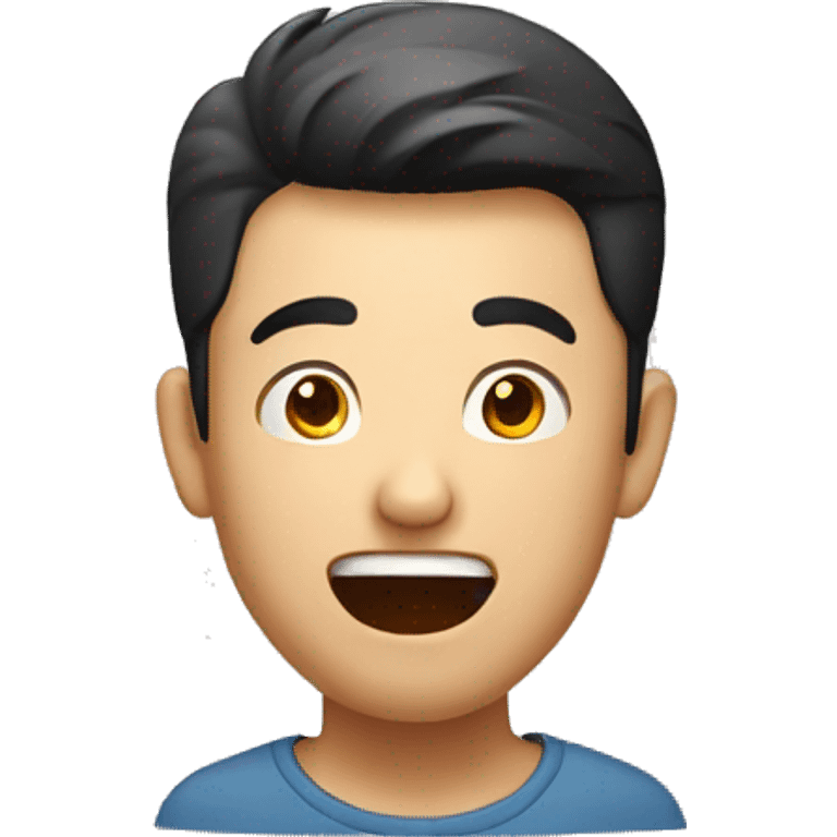 Smiling Chinese man have a surprised emoji