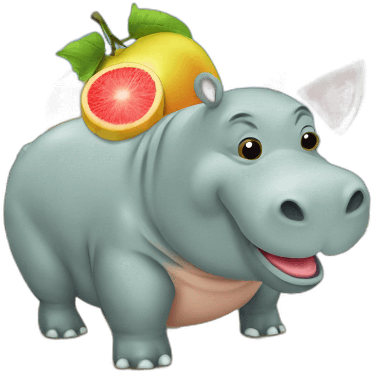 un hippopotame qui mange une pasteque emoji