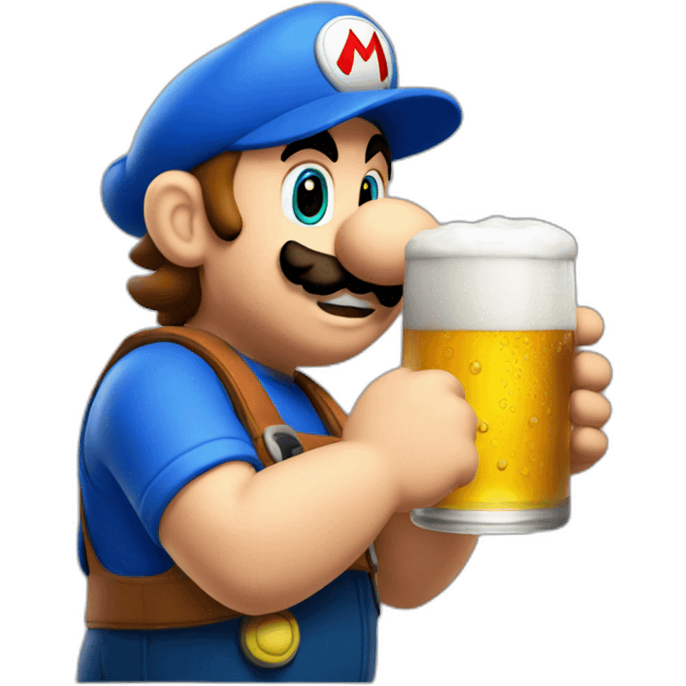 Mario plumber drinking beer emoji