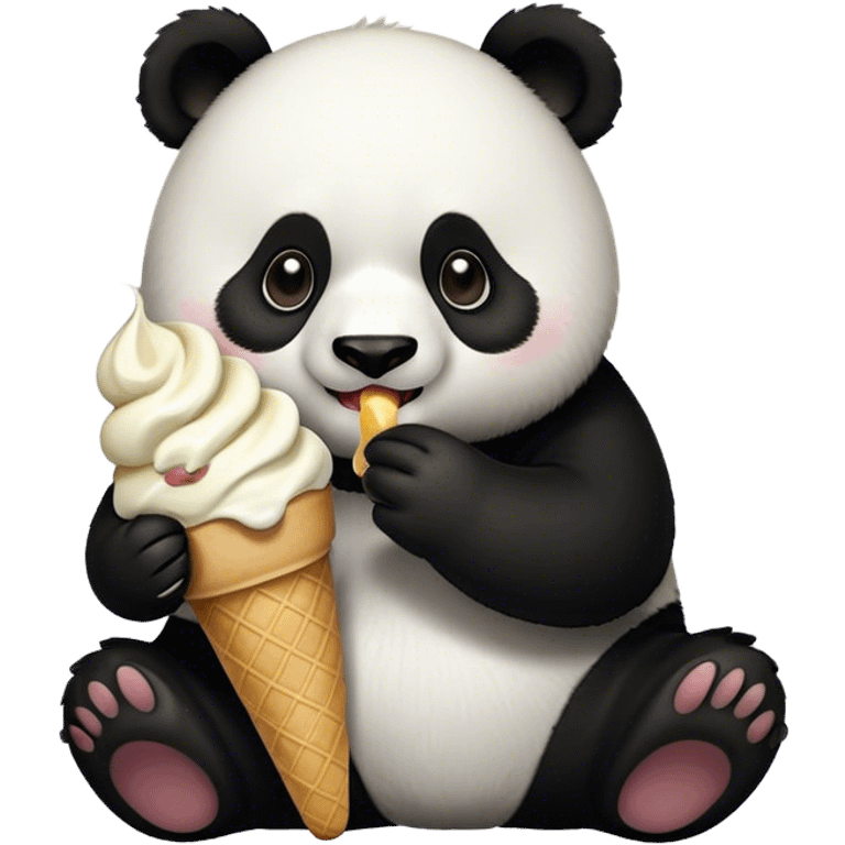 Panda eating ice cream emoji