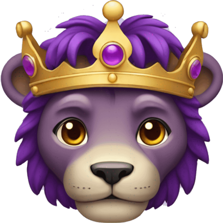 un leon de color morado con una corona emoji