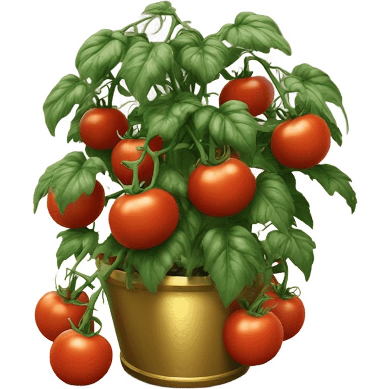 Large Tomato plant with only Black tomatoes on in a gold pot emoji