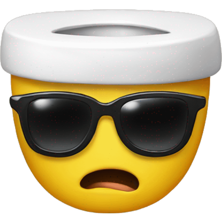 Toilet with sunglasses and a mouth emoji