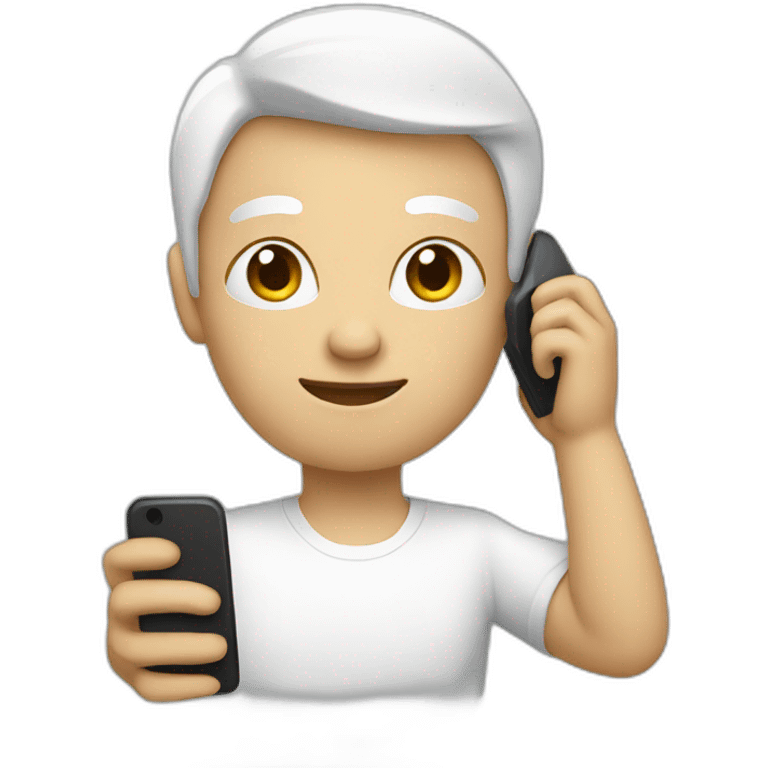 white human with phone emoji