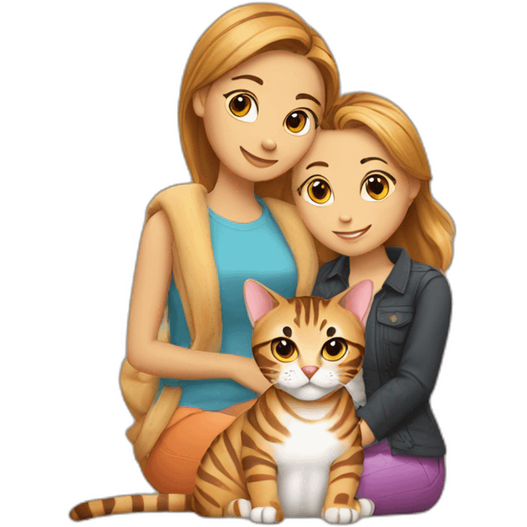 Bengal cat with lesbian couple emoji