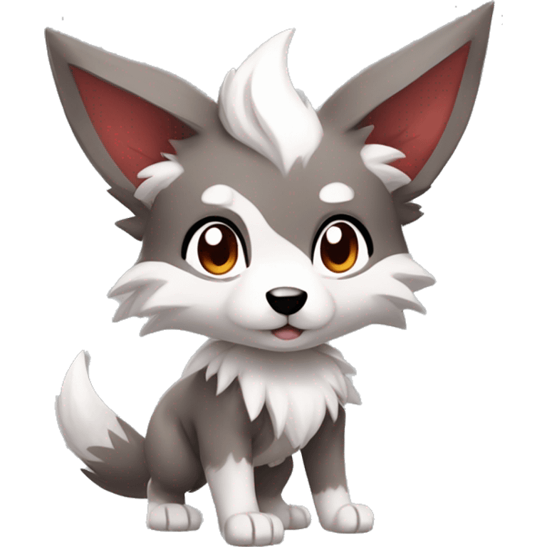 Kawaii Chibi Poochyena-Rocruff-Lycanroc-Pokémon Full Body emoji