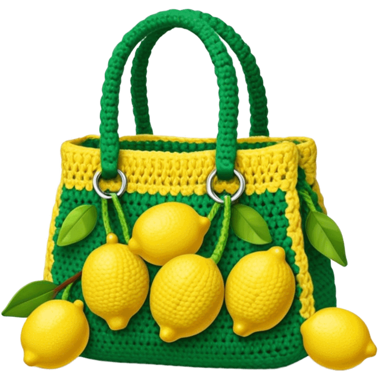 crocheted bag with lemons emoji