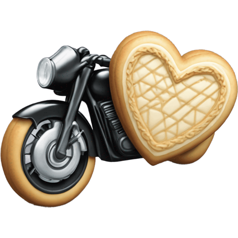 cookie heart with black motorbike  emoji