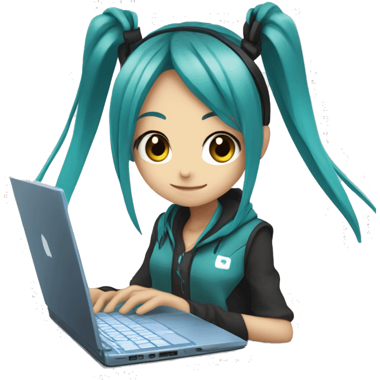 Hastune miku in front of laptop emoji