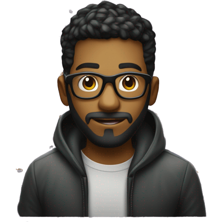 Crie um emoji gamer para minhas lives na twitch, cabelo preto de oculos com visual hacker emoji