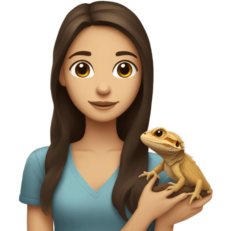 a brunette brown eyed girl with her pet beaded dragon  emoji