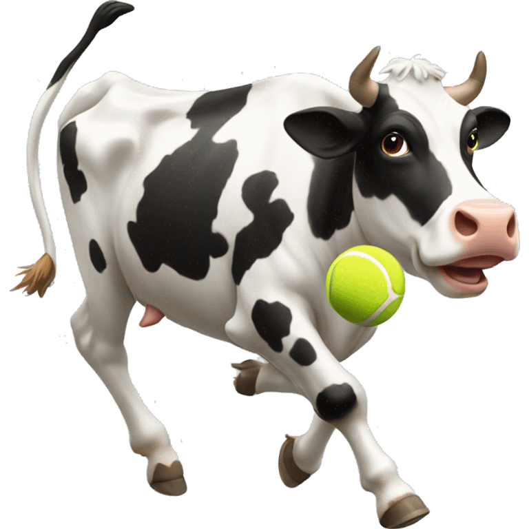 Cow running with tennis ball emoji