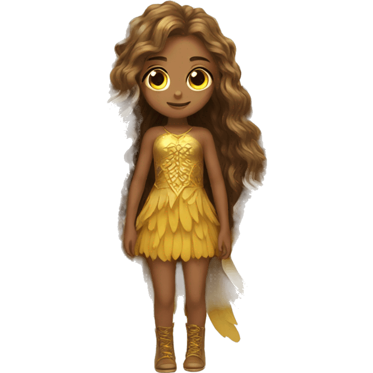 big wings, sunflower, Beautiful, fairy, gold, brown, long hair emoji