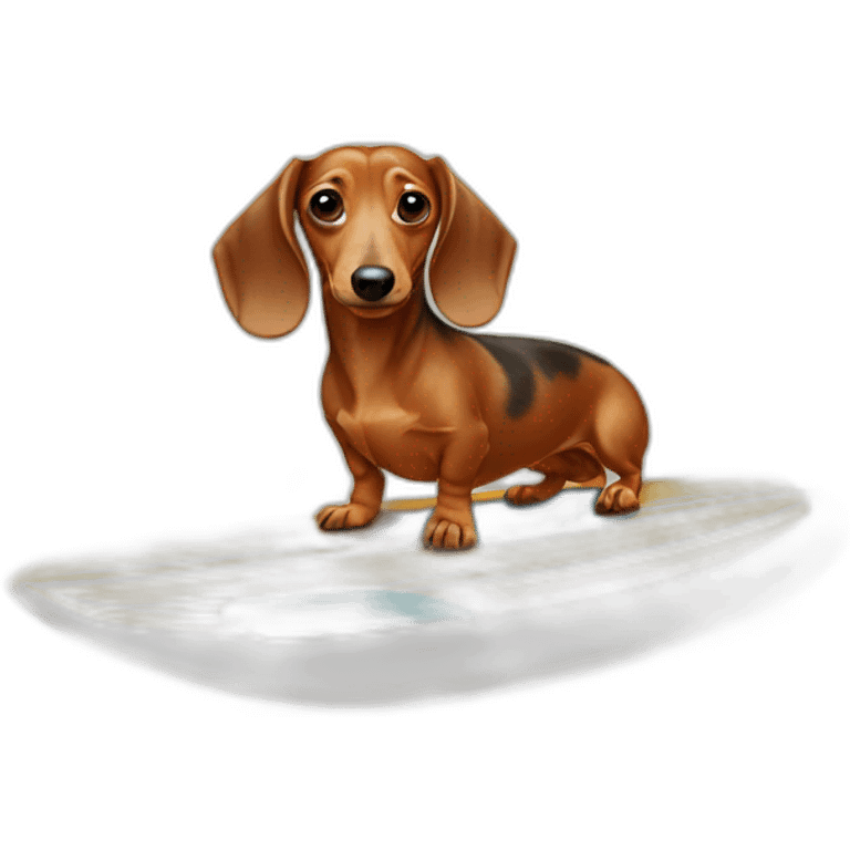 Dachshund on a surfboard emoji