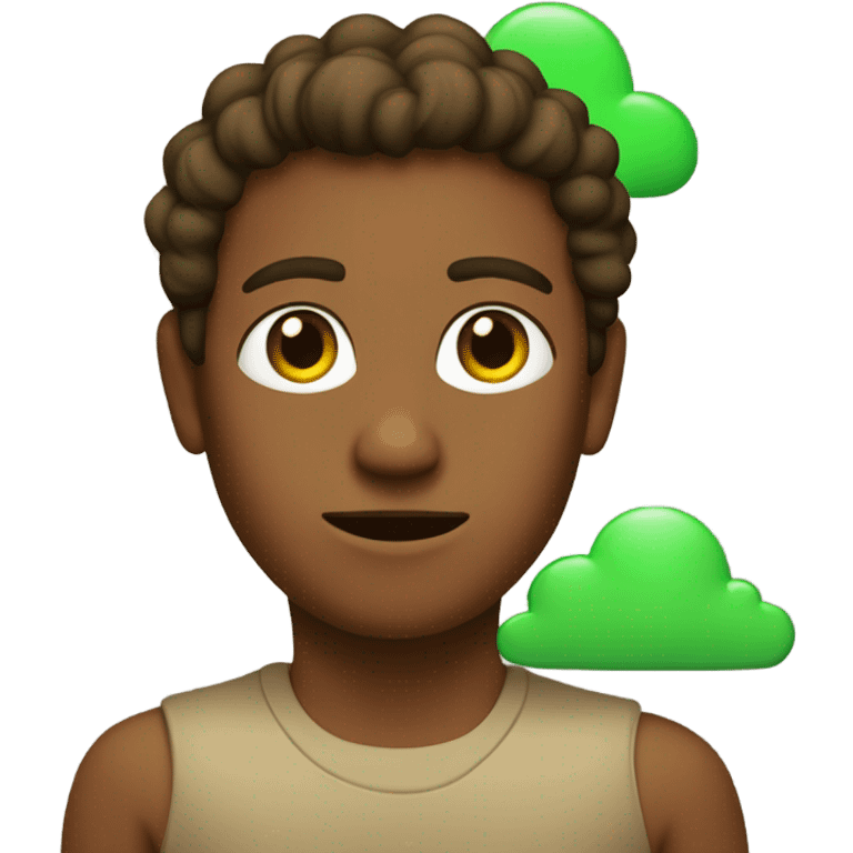 Brown guy with green cloud coming off of him emoji