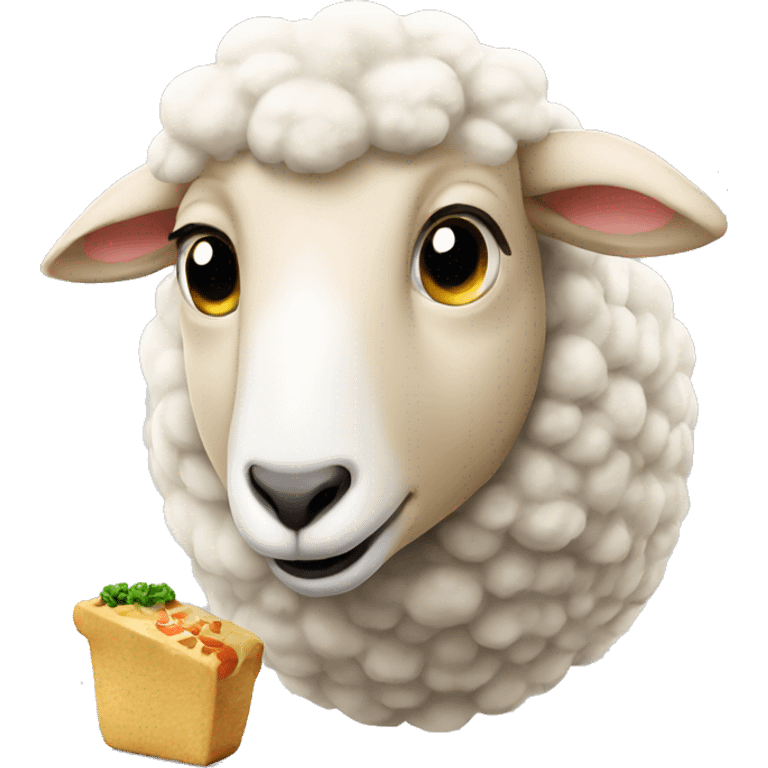 Sheep eating food with food emoji