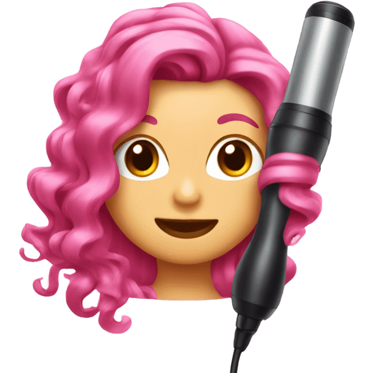 pink Hair curling iron  emoji