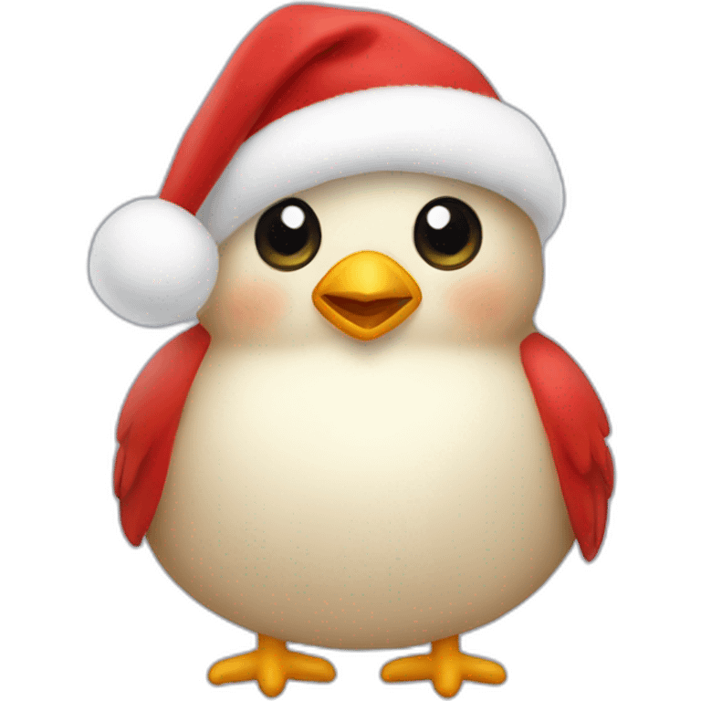 cute Fat Bird Santa wearing red scarf zoomed in emoji