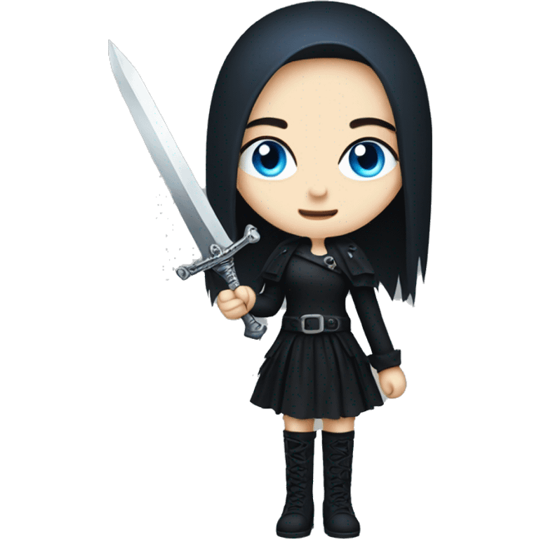 goth girl with blue eyes holding dagger emoji