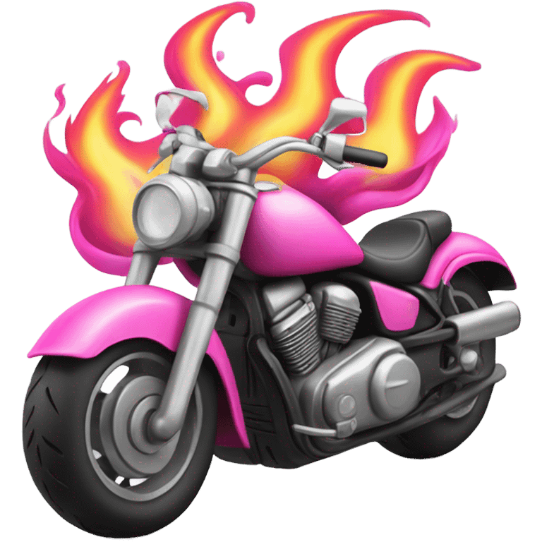 pink motorcycle with painted flames emoji