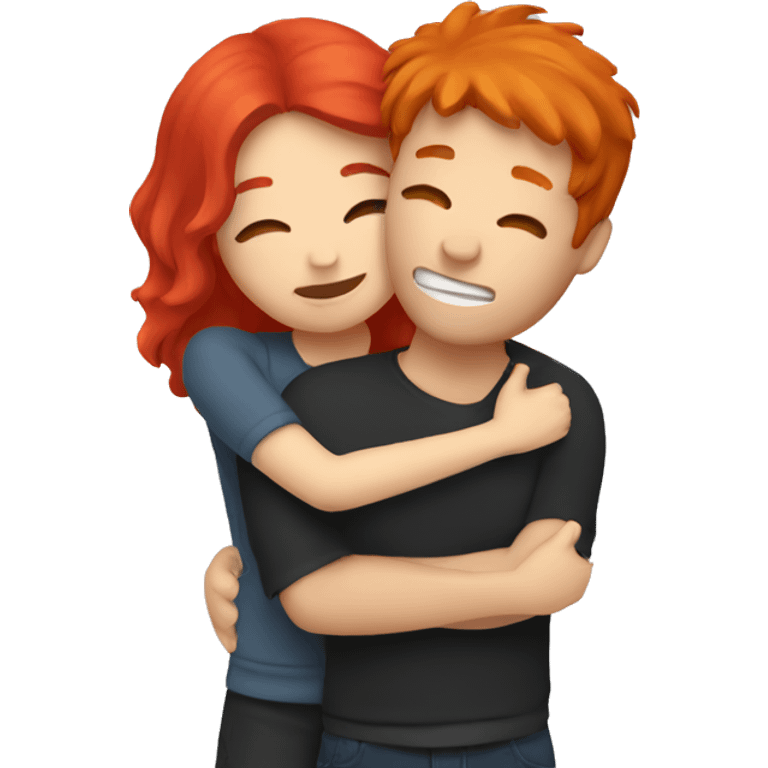 two people hugging with red hair emoji