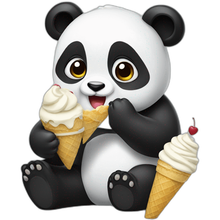 Panda eating ice cream emoji