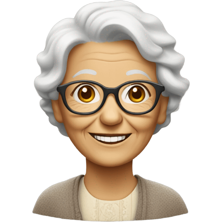 smiling old woman with glasses emoji