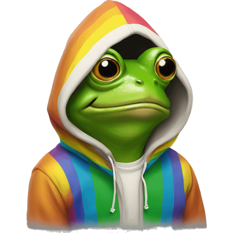 Frog wearing a pride hoodie emoji