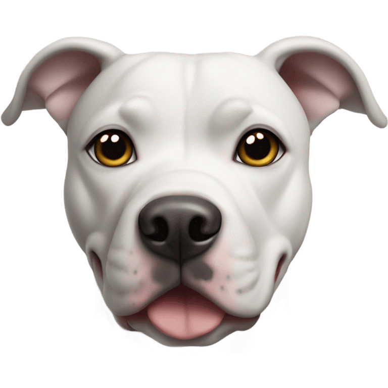 White pit bull, gray eyes, dark ears emoji