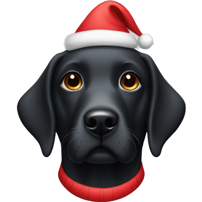 Black labrador with christmas hat emoji