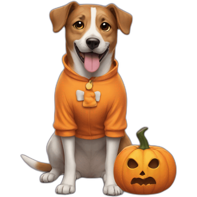 a dog in a halloween costume emoji