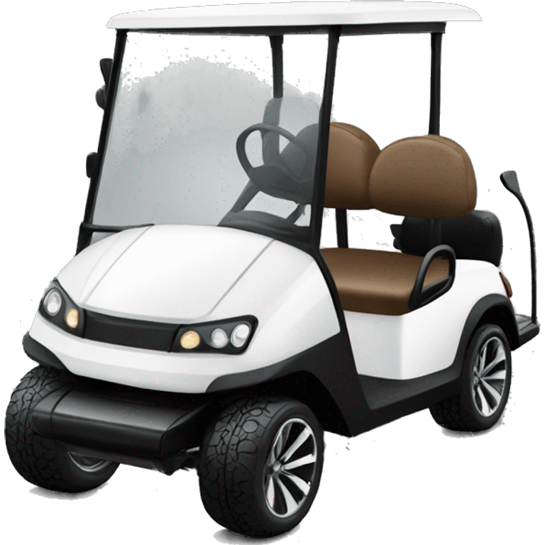 White luxury Golf cart with black leather seats emoji