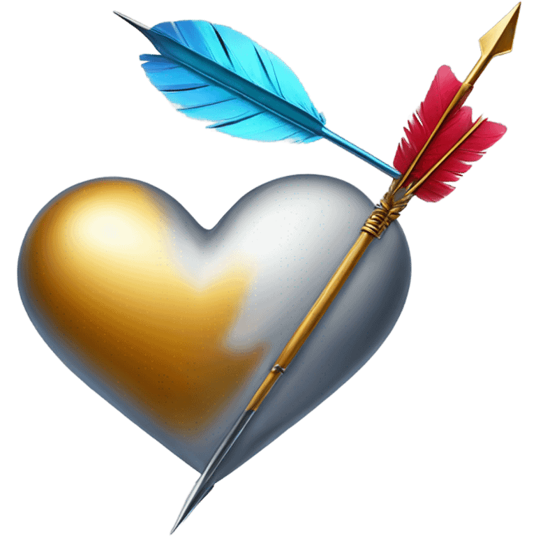 Create a #780B0D heart emoji with an arrow piercing through it. The heart should be glossy, and the arrow detailed with a metallic tip and feathered tail emoji