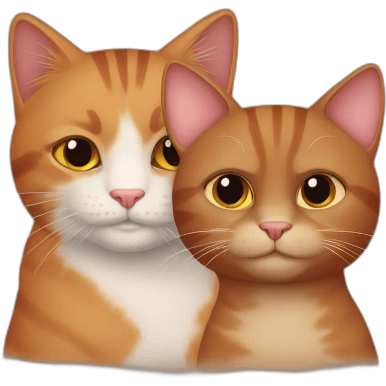 A red cat with brown eyes and a brown cat with brown eyes love each other emoji