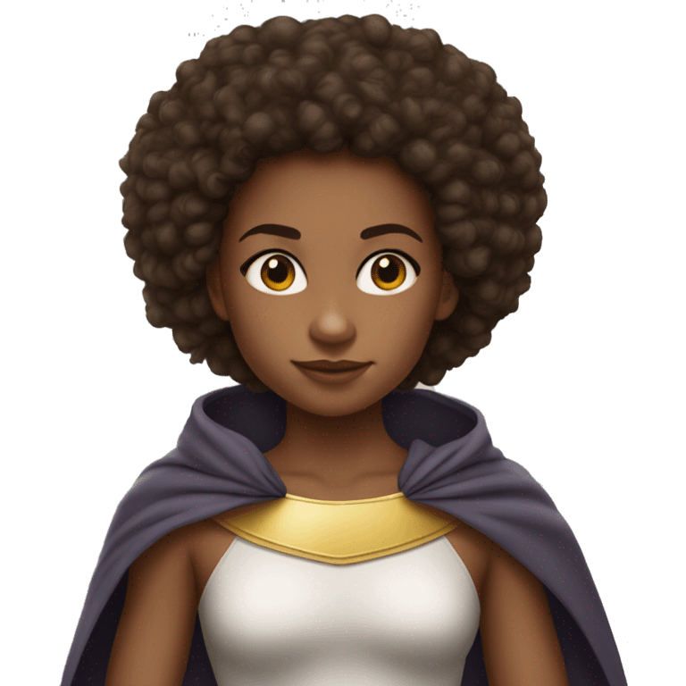 superhero, child, girl, long afro brown hair, brown eyes, Hispanic, freckles   emoji