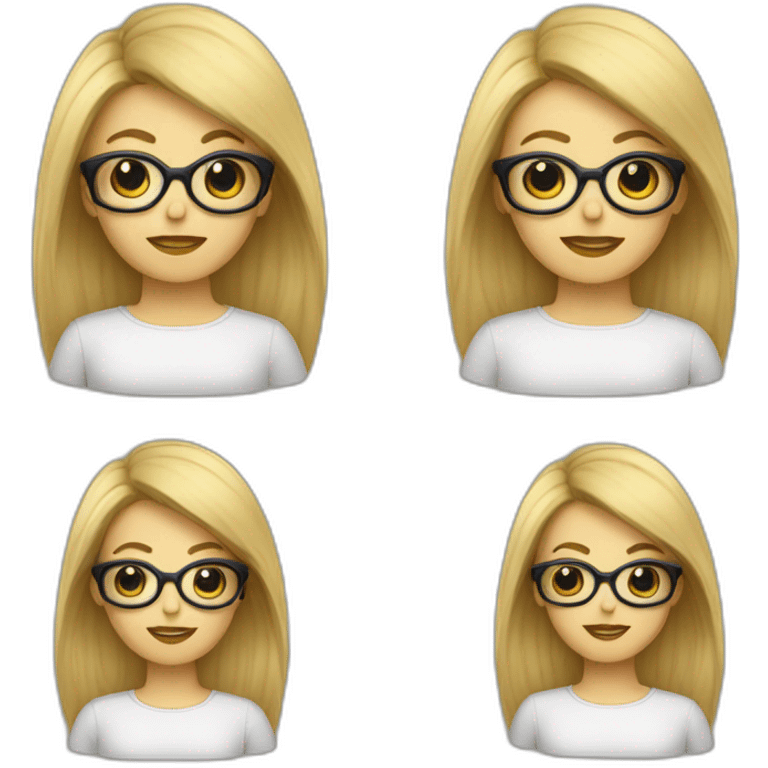 Mujer pelo muy corto rubia con gafas emoji