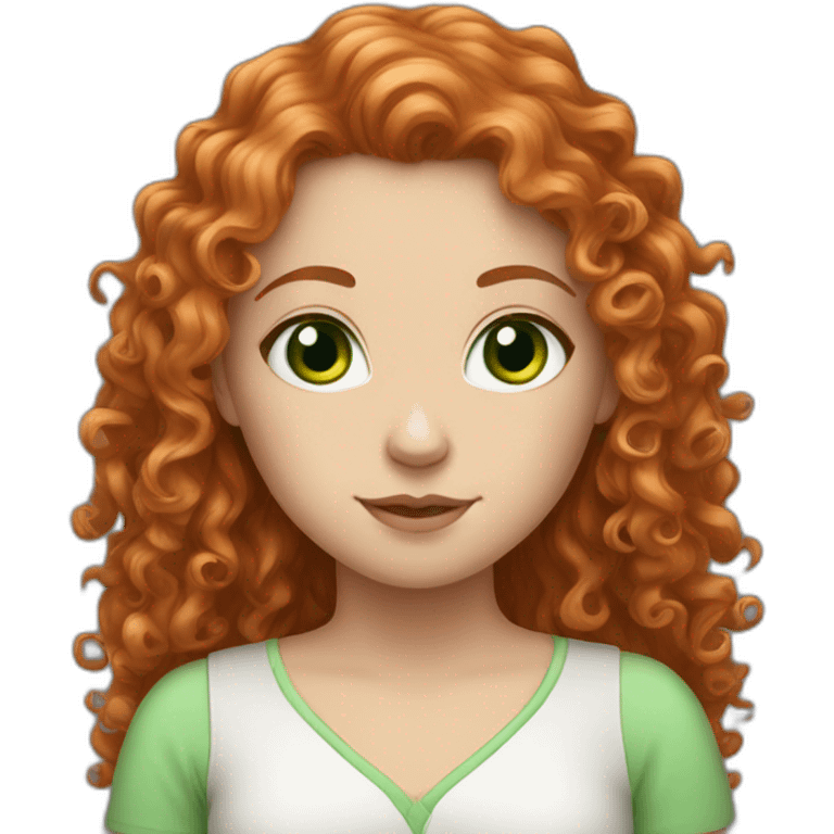 Long Red curly haired white girl with green eyes emoji