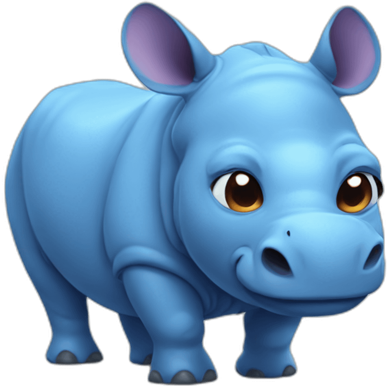 Blue rhino with love heart eyes emoji