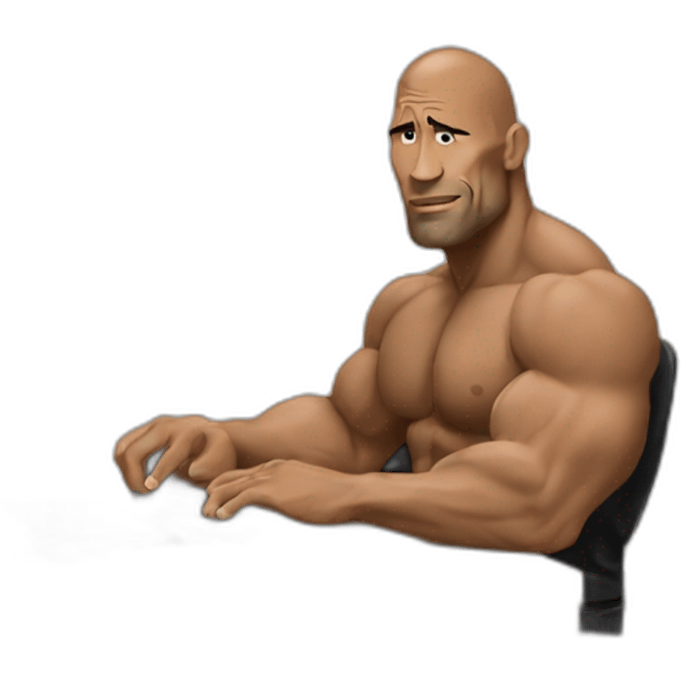 the rock working on macbook laptop emoji