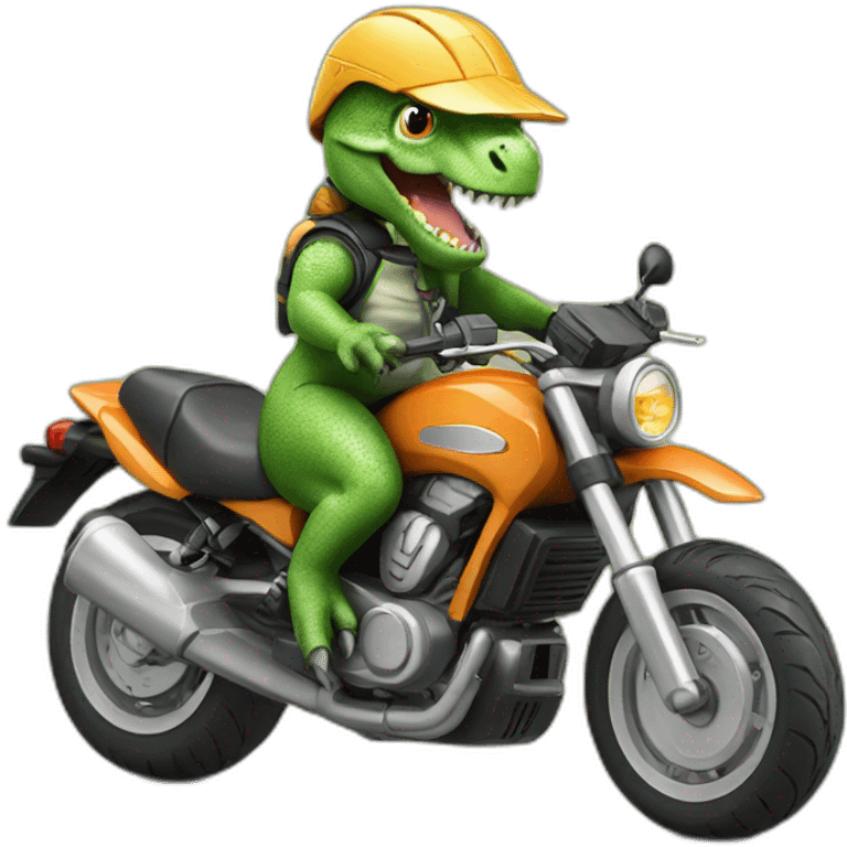 Dinosaure sur moto emoji