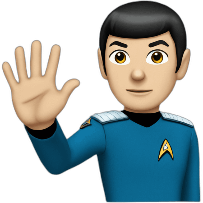 Spock with the Vulcan salute with Starfleet blue uniform (Star Trek) emoji