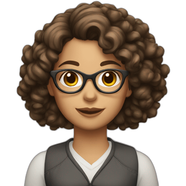 brunette girl with glasses and curly hair with text "approved" emoji