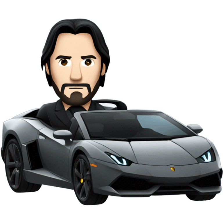 John wick driving a Lamborghini  emoji