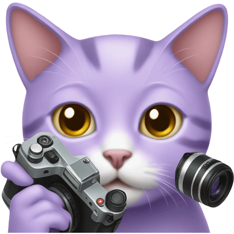 lavender cat emoji taking pictures emoji